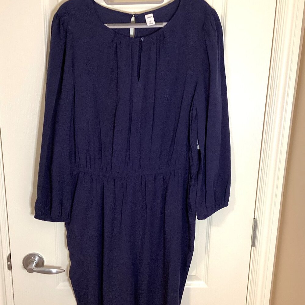 Old Navy Women's Long Dark Blue Jumpsuit Size L Long Sleeves Pockets